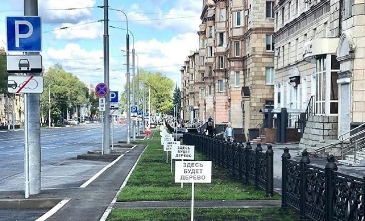Новокузнечан зовут поменять «надгробия для деревьев» на саженцы на проспекте Металлургов
